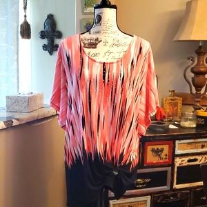 Christopher & Banks coral and black tunic sz 1X brand new with tags